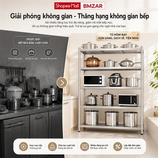 BMZAR Kệ Inox Nhà Bếp Cao Cấp Đa Năng Để Xoong Nồi Lò Vi Sóng Chống Gỉ
