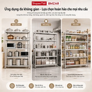 BMZAR Kệ Inox Nhà Bếp Cao Cấp Đa Năng Để Xoong Nồi Lò Vi Sóng Chống Gỉ