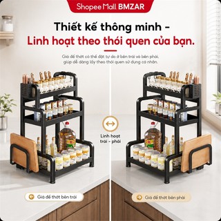 BMZAR Kệ Gia Vị INOX 304 Đặt Bàn Cao Cấp Không Han Gỉ,  Tặng Kèm Khay Để Thớt