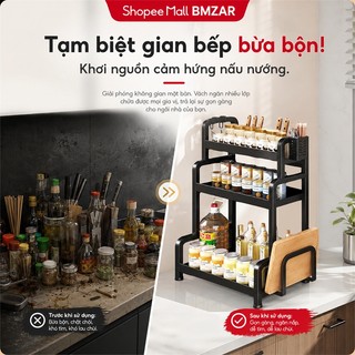 BMZAR Kệ Gia Vị INOX 304 Đặt Bàn Cao Cấp Không Han Gỉ,  Tặng Kèm Khay Để Thớt
