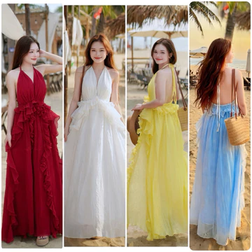 Maxi hở lưng bèo eo quyến rũ , sexy , diện đi biển , đi tiệc. Váy đi biển slay , váy maxi hè