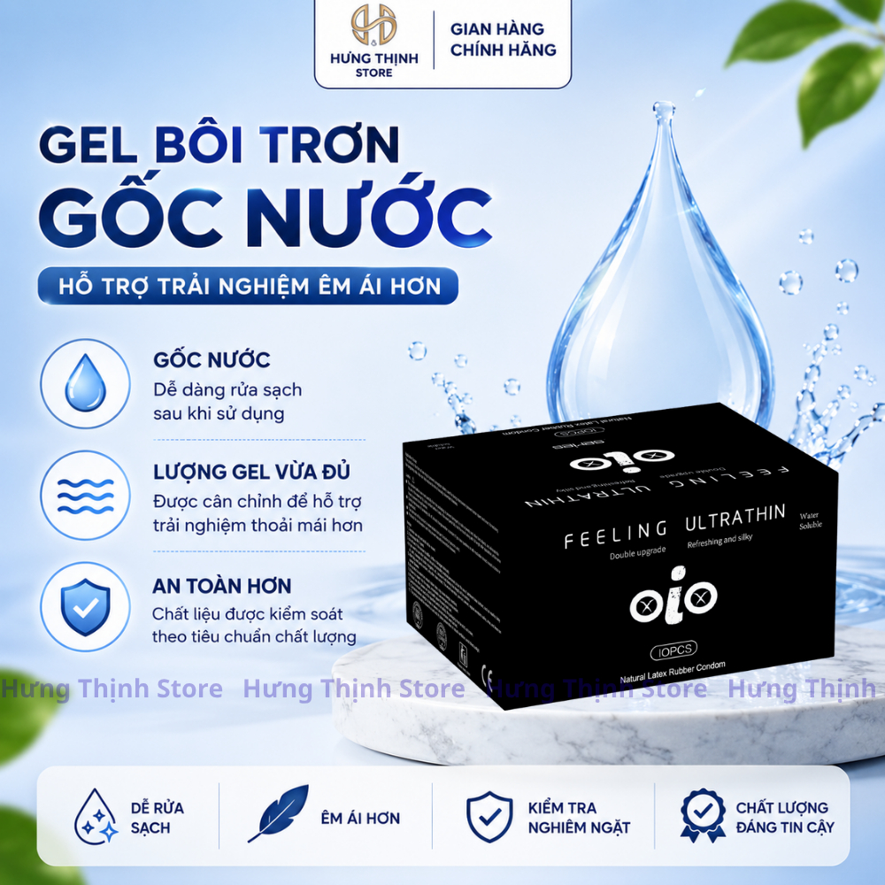 Bao cao su OiO siêu mỏng, kéo dài thời gian, gân gai, nhiều gel bôi trơn - Hộp 10 bcs