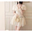 MIU.STUDIO •”Mida dress” Váy thô boi dáng ngắn cổ V phối ren bèo tầng cao cấp, Đầm xoè tay bồng thêu hoa ren sang chảnh