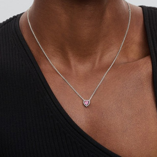Dây Chuyền Bạc Pandora Timeless Trái Tim Đính Đá Hồng Lấp Lánh - Vẻ Đẹp Tinh Tế - Pink Elevated Heart Necklace