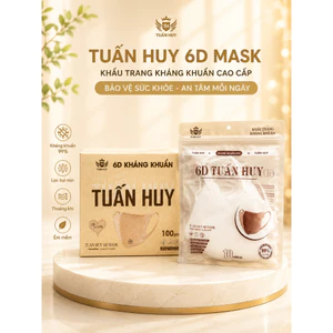 khẩu Trang 6D Tuấn huy 4 Lớp Kháng Khuẩn-Chống Bụi Mịn-Thoáng Khí- Êm Tai