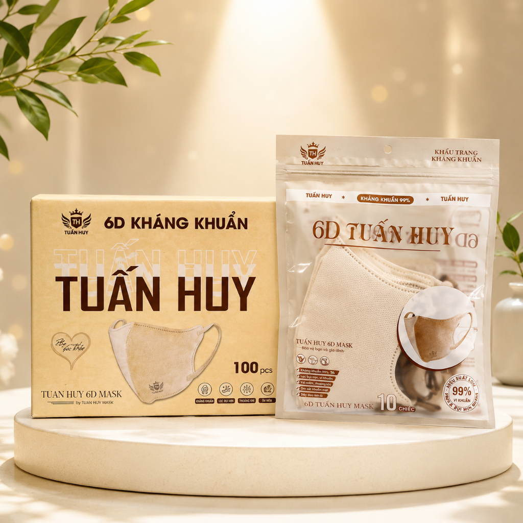 [COMBO 100-200-300 Chiếc] khẩu Trang 6D Tuấn huy 4 Lớp Kháng Khuẩn-Chống Bụi Mịn-Thoáng Khí- Êm Tai