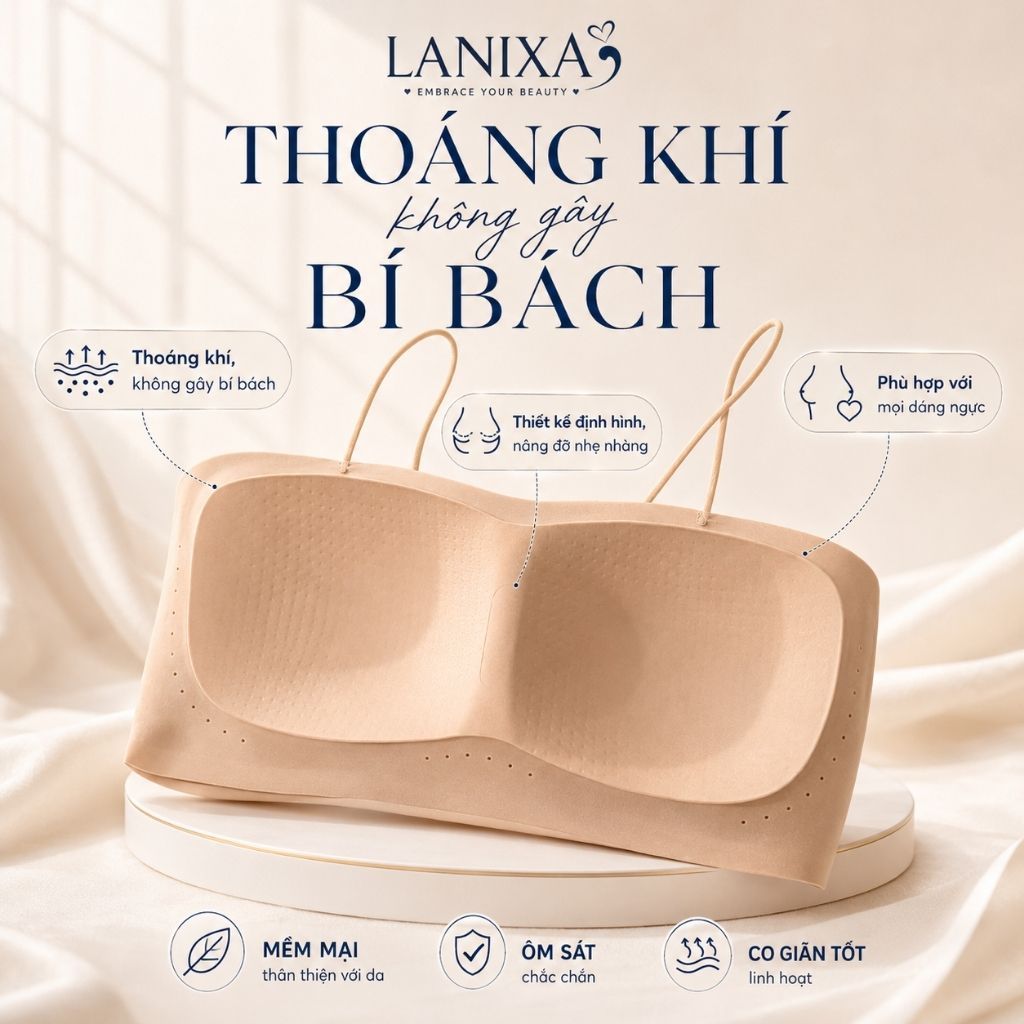 [MẪU MỚI] Áo Lót Bra Nữ Dây Mảnh Cao Cấp Không Lộ Viền, Áo Ngực Nữ Không Gọng Mút Mỏng LANIXA A2608