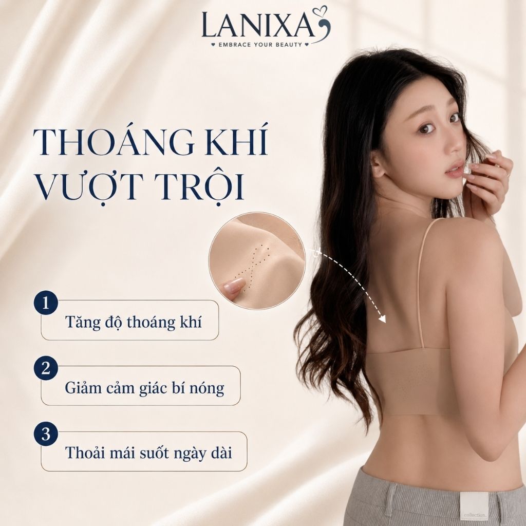 [MẪU MỚI] Áo Lót Bra Nữ Dây Mảnh Cao Cấp Không Lộ Viền, Áo Ngực Nữ Không Gọng Mút Mỏng LANIXA A2608