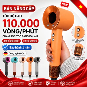 Máy Sấy Tóc Ion Âm Tốc Độ Cao, Sấy Nhanh Khô, Giảm Xơ Rối, Tặng Đầu Sấy Tạo Kiểu Và Giá Treo Máy Sấy