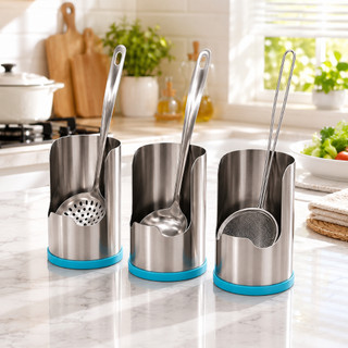 Giá Đỡ Dụng Cụ Nhà Bếp 6in1 Inox 304, Kệ Gác Nắp Nồi, Đũa Thìa Dao Kéo Chống Trượt
