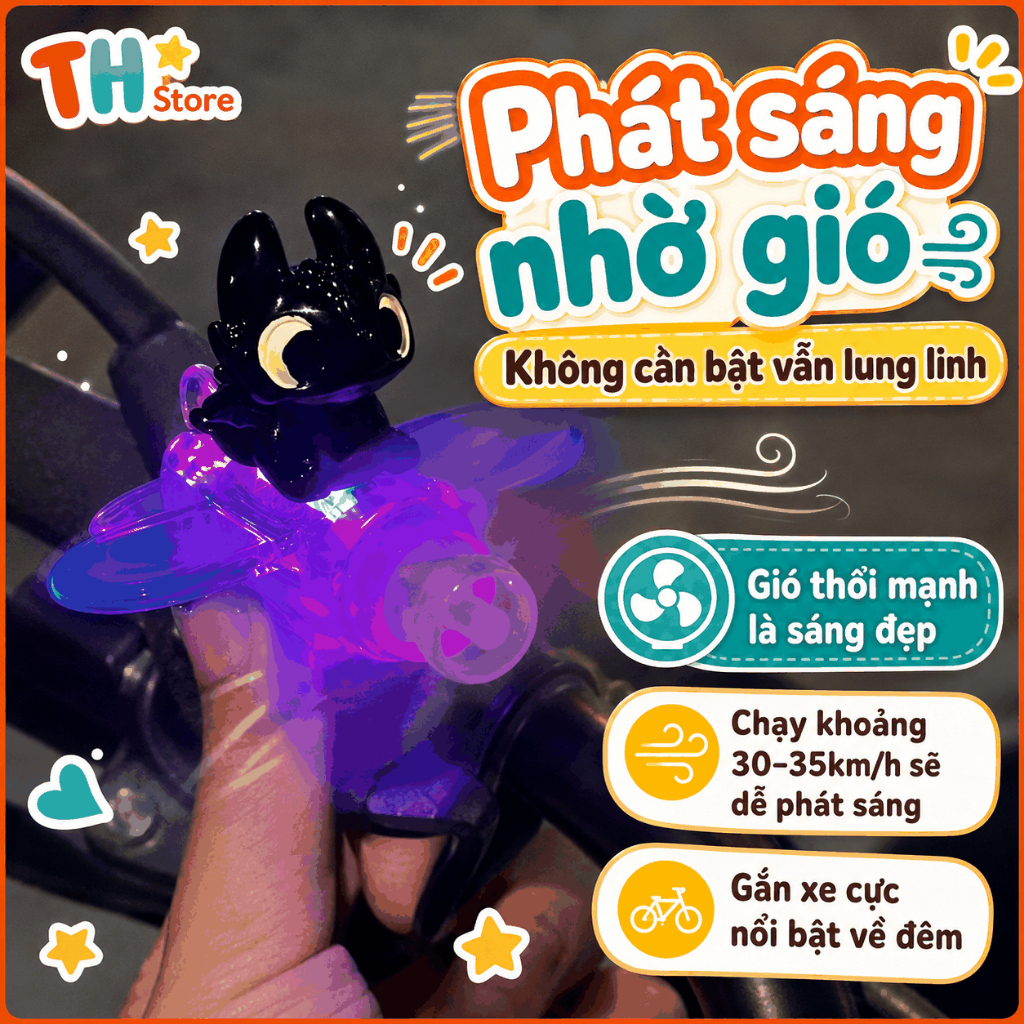 Máy Bay Mini Phát Sáng Chạy Gió Gắn Xe Máy Xe Điện Xe Đạp Mũ Bảo Hiểm Đồ Chơi Trang Trí Rồng Con Cute - ảnh 8