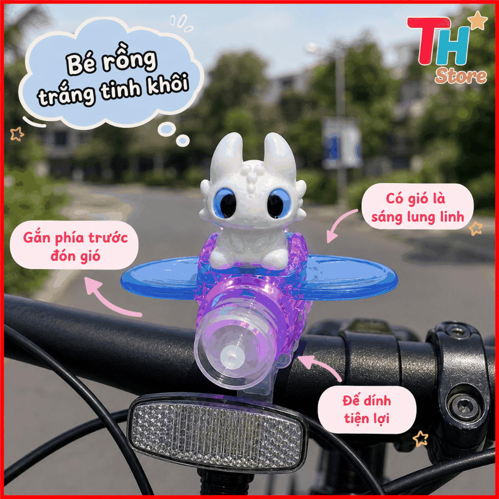 Máy Bay Mini Phát Sáng Chạy Gió Gắn Xe Máy Xe Điện Xe Đạp Mũ Bảo Hiểm Đồ Chơi Trang Trí Rồng Con Cute - ảnh 7
