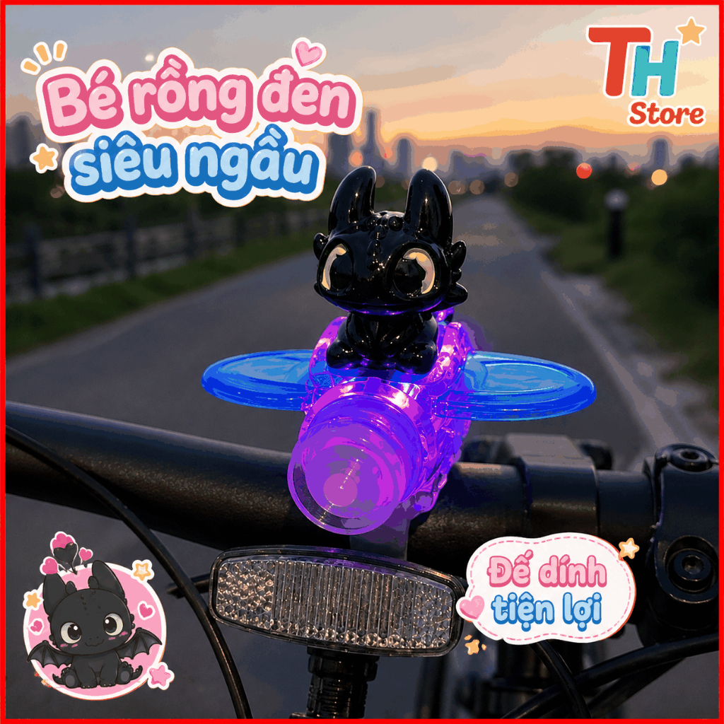 Máy Bay Mini Phát Sáng Chạy Gió Gắn Xe Máy Xe Điện Xe Đạp Mũ Bảo Hiểm Đồ Chơi Trang Trí Rồng Con Cute - ảnh 6
