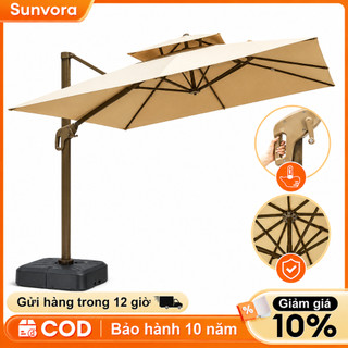 Dù Che Nắng Vuông 2m5 Cao Cấp Ô lệch tâm Xoay 360° Ô Ngoài Trời Sân Vườn Khung Nhôm Mái Chéo Chống Nắng Cho Quán Café