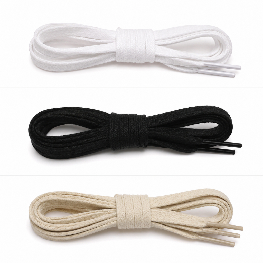 Dây Giày Dẹt 100cm Màu Trắng/Đen/Kem – Dây Thay Thế Cho Giày Sneaker, Giày Thể Thao
