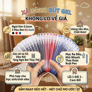 {Xả kho thanh lý} 100 Bút gel MOCHI viết gel bút nước đen xanh đỏ mực khô nhanh ngòi 0,5mm bút gel đen mực trơn mượt