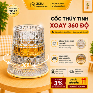 Cốc Thủy Tinh - Ly Thủy Tinh Pha Lê Đế Xoay 360°,Cao Cấp Chống Trượt , Trang Trí Bàn Sang Trọng
