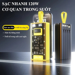 SẠC DỰ PHÒNG 30000mAh –120W SẠC SIÊU NHANH, MÀN HÌNH LED, 4 CỔNG SẠC, VỎ TRONG SUỐT CAO CẤP