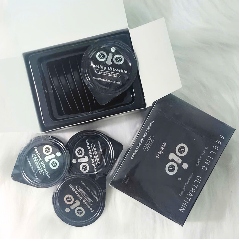 Bao cao su OiO siêu mỏng, kéo dài thời gian, gân gai, nhiều gel bôi trơn - Hộp 10 bcs