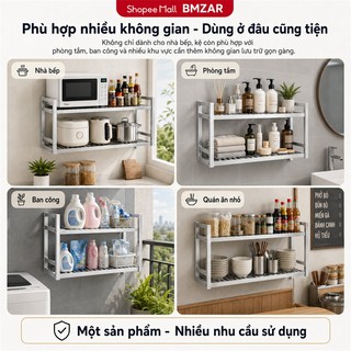 Kệ để đồ nhà bếp treo tường inox 304 cao cấp Giá gia vị ống vuông gắn tường dày dặn Kệ đỡ lò vi sóng chịu lực tốt