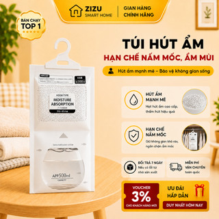 Túi Hút Ẩm Khử Mùi 2 Ngăn - Siêu Hút Ẩm 500ml, Chống Mốc Nồm Ẩm, Có Móc Treo Tủ Quần Áo