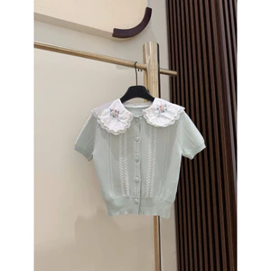 Áo len mtg xanh mint cổ thêu #Vipppp