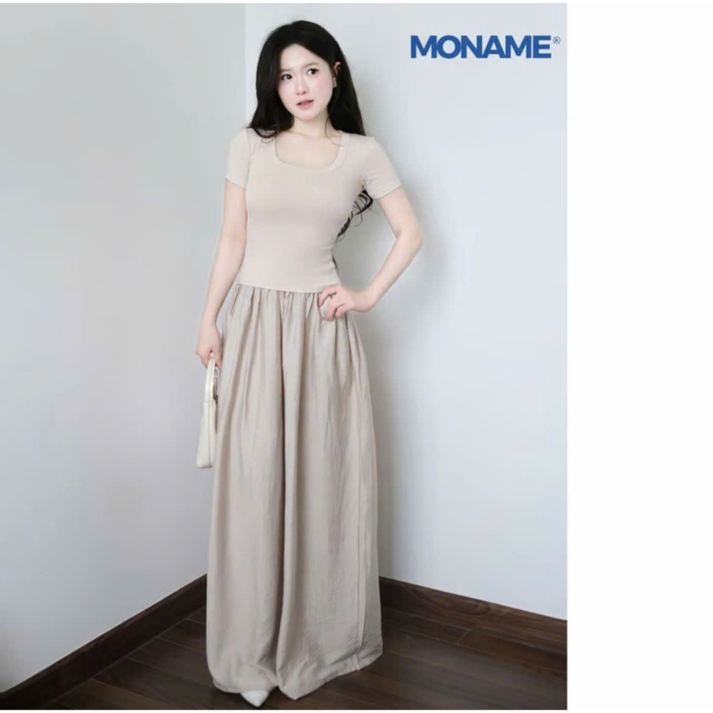 Set Bộ Đồ Nữ Áo Thun Cổ Vuông Ôm , Quần Dài Đũi Tơ Ống Rộng Mặc Hè Thoáng Mát Đi Biển B1 | BigBuy360 - bigbuy360.vn