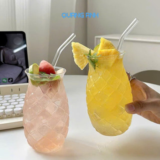 BỘ 6 Ly Thủy Tinh Đẹp QUẢ DỨA 500 ML Chịu Nhiệt Tốt | Thiết Kế Sáng Tạo, Uống Sinh Tố, Nước Ép Decor