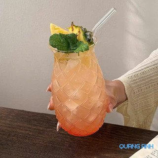 BỘ 6 Ly Thủy Tinh Đẹp QUẢ DỨA 500 ML Chịu Nhiệt Tốt | Thiết Kế Sáng Tạo, Uống Sinh Tố, Nước Ép Decor