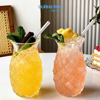BỘ 6 Ly Thủy Tinh Đẹp QUẢ DỨA 500 ML Chịu Nhiệt Tốt | Thiết Kế Sáng Tạo, Uống Sinh Tố, Nước Ép Decor