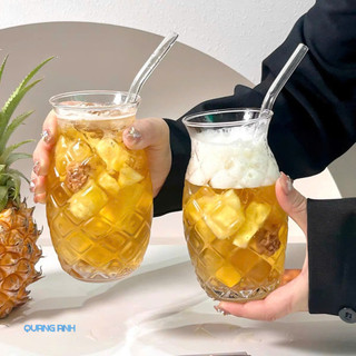 BỘ 6 Ly Thủy Tinh Đẹp QUẢ DỨA 500 ML Chịu Nhiệt Tốt | Thiết Kế Sáng Tạo, Uống Sinh Tố, Nước Ép Decor