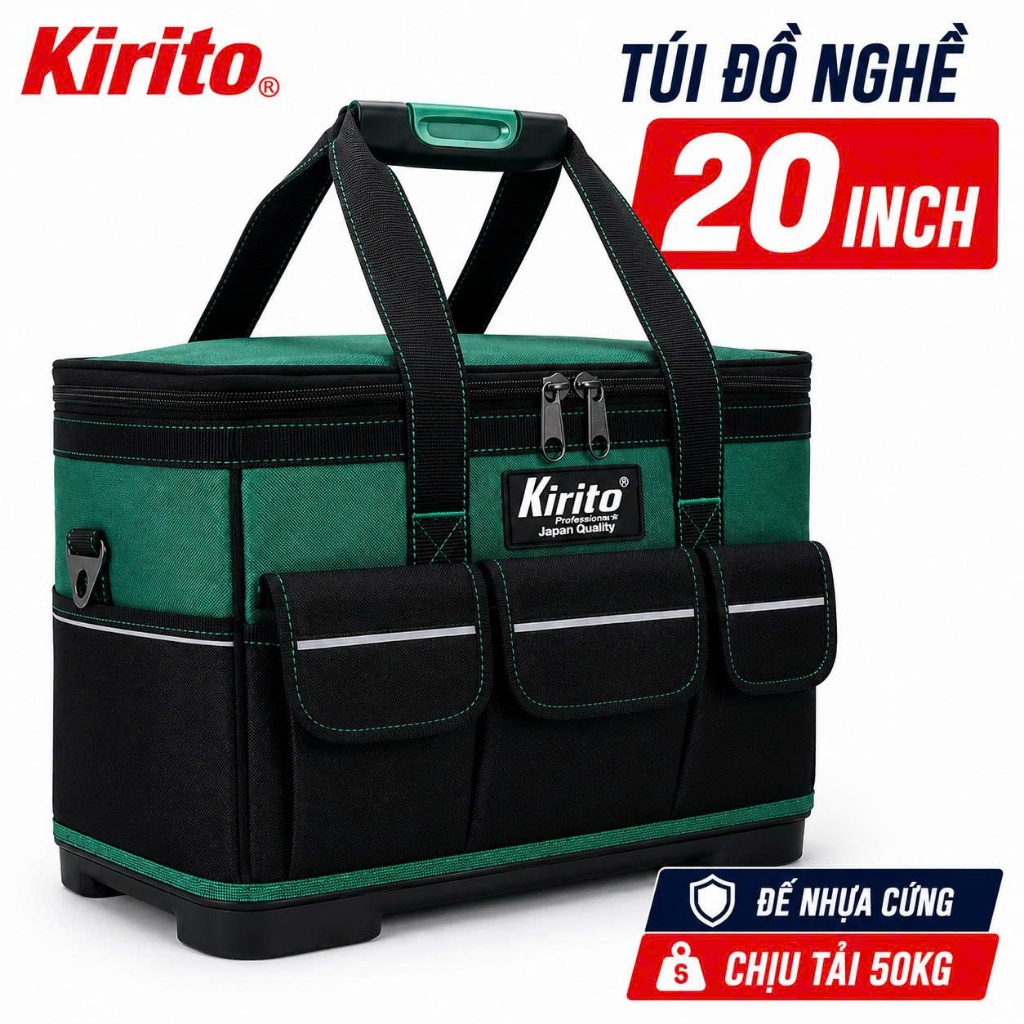 Túi Đồ Nghề Kirito nắp vuông 17in 20in – Túi Đựng Dụng Cụ Cho Thợ Cơ Khí, Thợ Điện, Thợ Xây