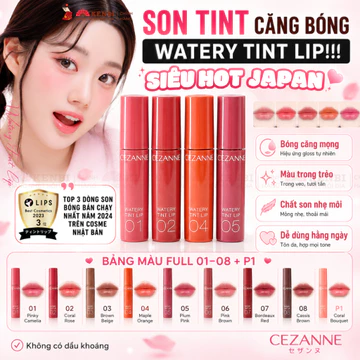 [HÀNG NHẬT CHÍNH HÃNG] Son tint dưỡng bóng CEZANNE Watery Tint Lip – Mịn môi, căng mọng, bền màu