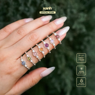Nhẫn Diên Vĩ thiên nhiên đa sắc ngũ hành may mắn, lấp lánh thanh lịch văn phòng - Xanh Jewelry