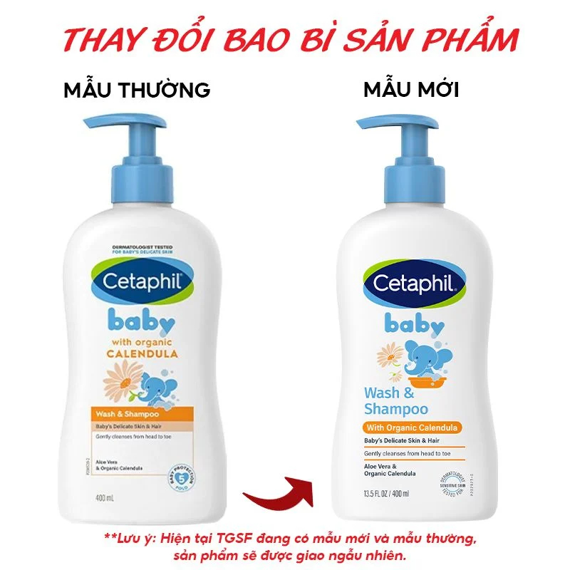 Sữa tắm gội Cetaphil Baby Wash & Shampoo 2in1 400ml Dịu nhẹ an toàn cho bé sơ sinh Chính Hãng