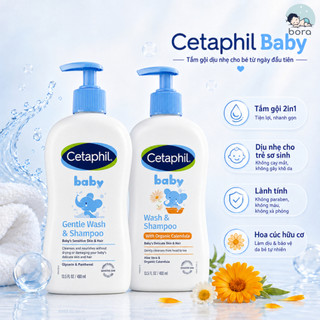 Sữa Tắm Gội Dưỡng Ẩm Cho Bé Cetaphil Baby Wash & Shampoo 2in1 400ml Dịu Lành Giữ Ẩm Mềm Mịn
