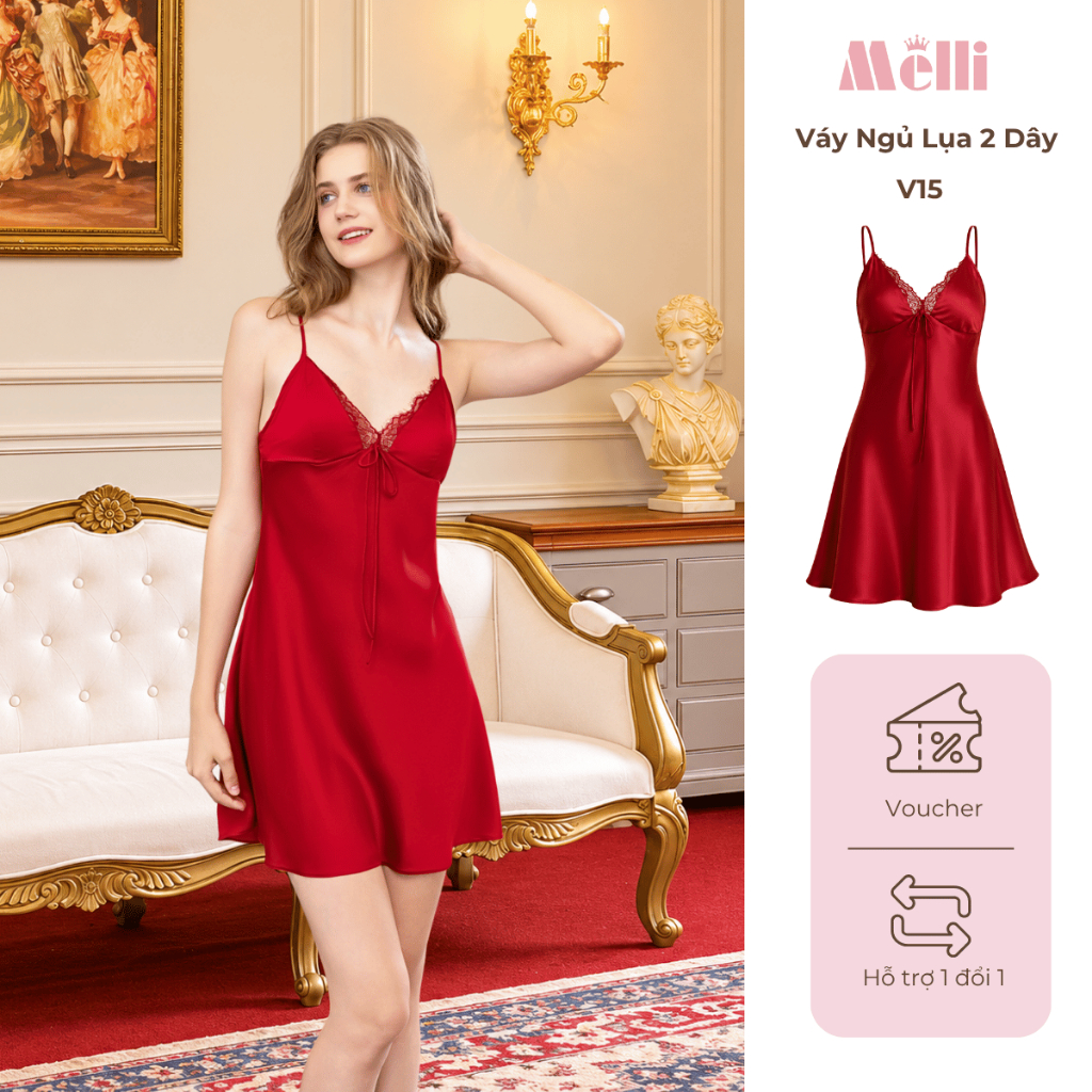 Váy Ngủ 2 Dây Phối Ren Ngực Lụa Latin Cao Cấp – Đầm Ngủ Sexy Cổ Tim Có Đệm Mút Quyến Rũ Cho Nữ