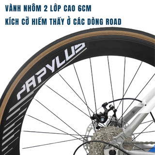 Xe Đạp Đua Papylus PR900 New, Khung Nhôm Dẹp, Vành Cao 6cm, Tay Đề Lắc 2 lưỡi LTWOO - Xe Tay Cong