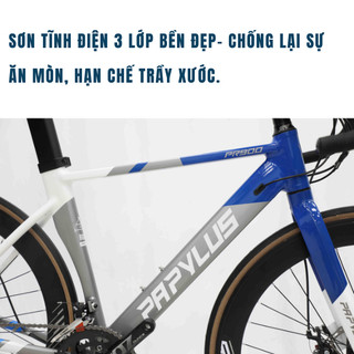Xe Đạp Đua Papylus PR900 New, Khung Nhôm Dẹp, Vành Cao 6cm, Tay Đề Lắc 2 lưỡi LTWOO - Xe Tay Cong