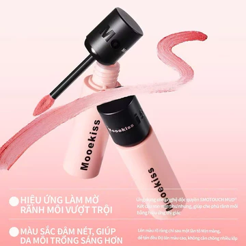 Son Mooekiss sở hữu chất son bùn lì, mịn môi, dưỡng ẩm tốt và không làm khô môi.| BLINK BEAUTY