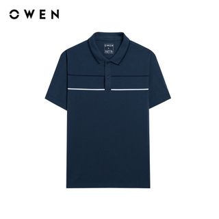 Owen - Áo polo Body Fit APV243770 màu Xanh đậm chất liệu CVC Spandex