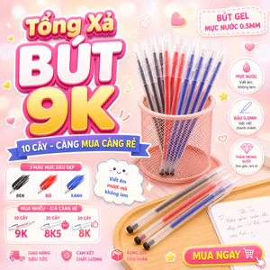 Combo 50 Bút gel đen xanh đỏ ngòi 0.5mm, bút bi nước viết trơn mực đều, mực khô nhanh - Bút mực gel học sinh, văn phòng