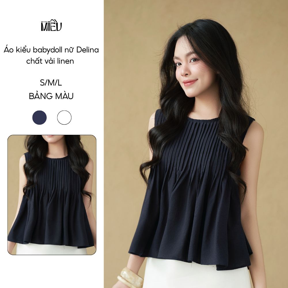Áo kiểu babydoll nữ Delina Miều Est.2013 phong cách tiểu thư thanh lịch màu basic dễ phối đồ