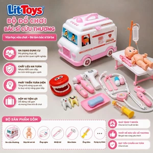 Bộ Đồ Chơi Xe Cứu Thương 30 Món Bác Sĩ ToysLit Có Đèn Và Nhạc Dễ Thương Cho Bé Vui Chơi Thỏa Thích