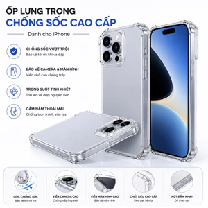 Ốp Điện Thoại Trong Suốt Chống Sốc Cho IPhone 16 15 14 13 12 11 Pro X XR Xs Max 7 8 Plus SE 2020