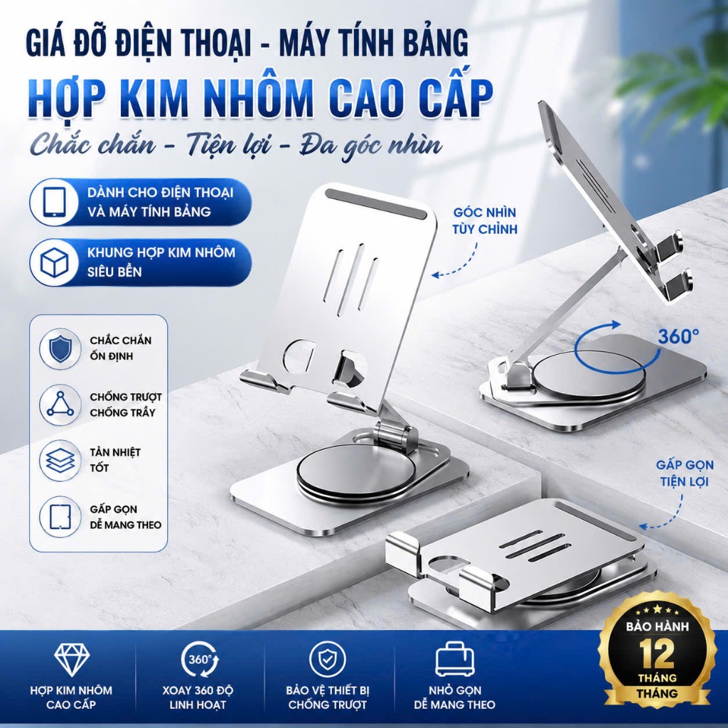 [ HỎA TỐC HCM ] Giá Đỡ Điện Thoại FENITE Thông Minh Xoay 360 Độ Chất Liệu Hợp Kim Cao Cấp