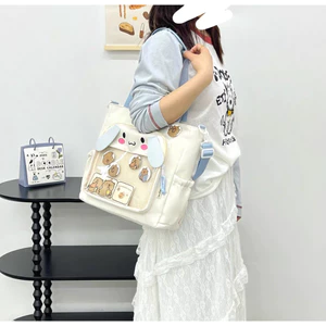 Túi Tote Vải Nữ Đeo Chéo ĐEO.STU Ngăn Trong Suốt Đi Học Đựng Vừa A4 Style Dễ Thương (Ita Bag)