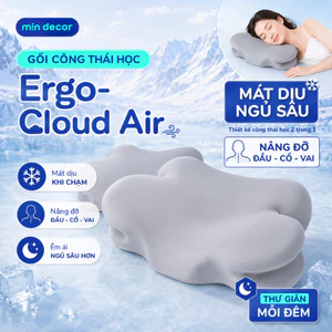 Gối Memory Foam Ergo-Cloud Air Mịn Decor, Gối Công Thái Học GIảm Đau Cổ Vai Gáy Thông Minh