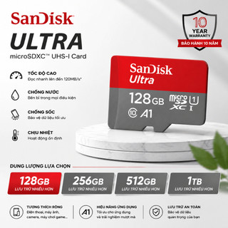 Thẻ nhớ MicroSD SanDisk SD Card 128Gb 256GB 512GB 1TB Class 10, tốc độ 100Mb/s