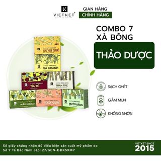 Combo 7 bánh Xà Bông Thảo Dược VIETKET 100g/bánh - Sạch Ghét, Giảm mụn, Không Nhờn